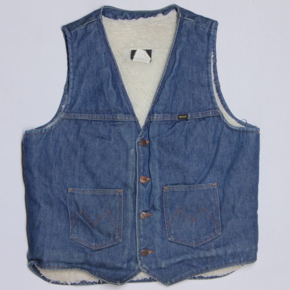 Vintage Maverick Sherpa Biker Denim Jean Vest